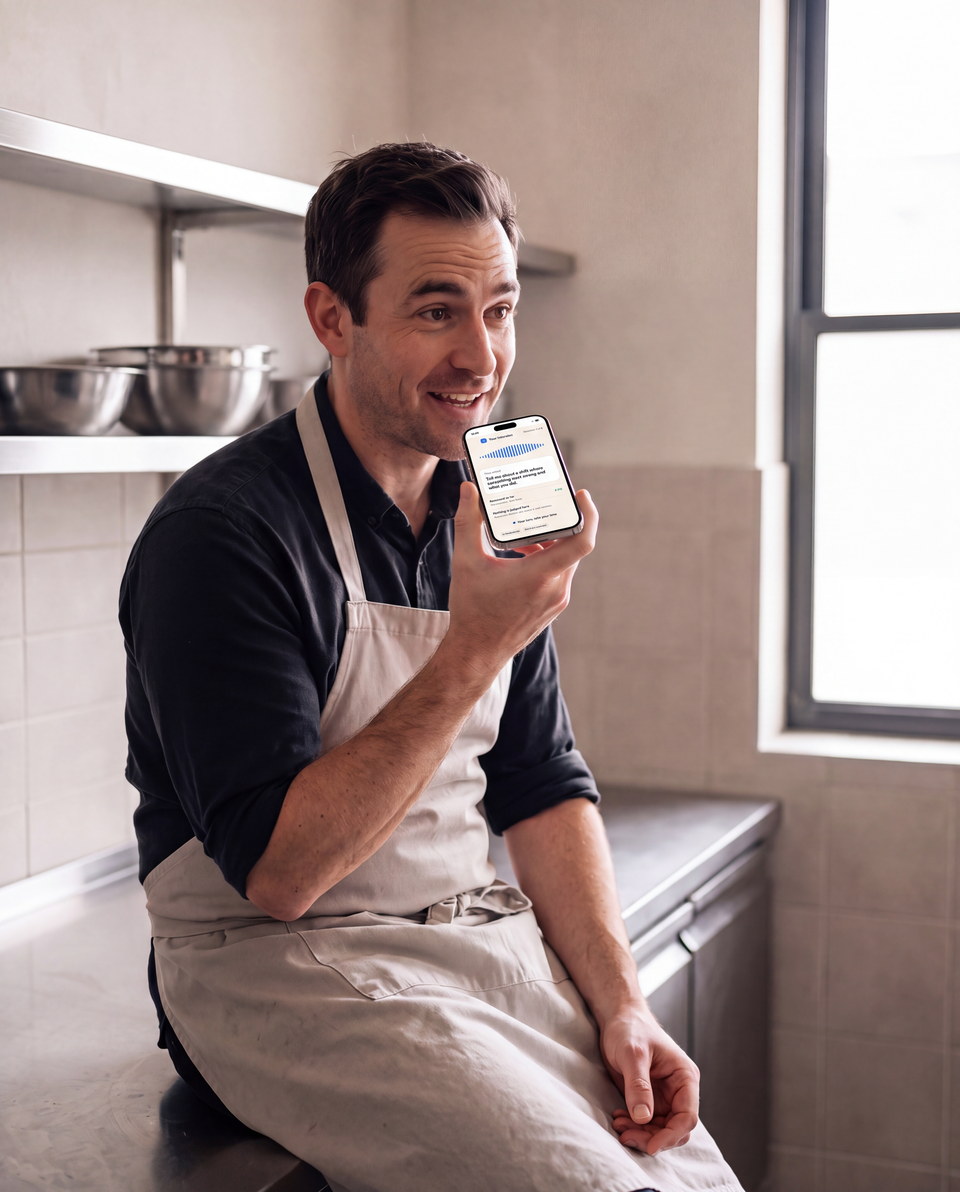A worker speaking into their phone